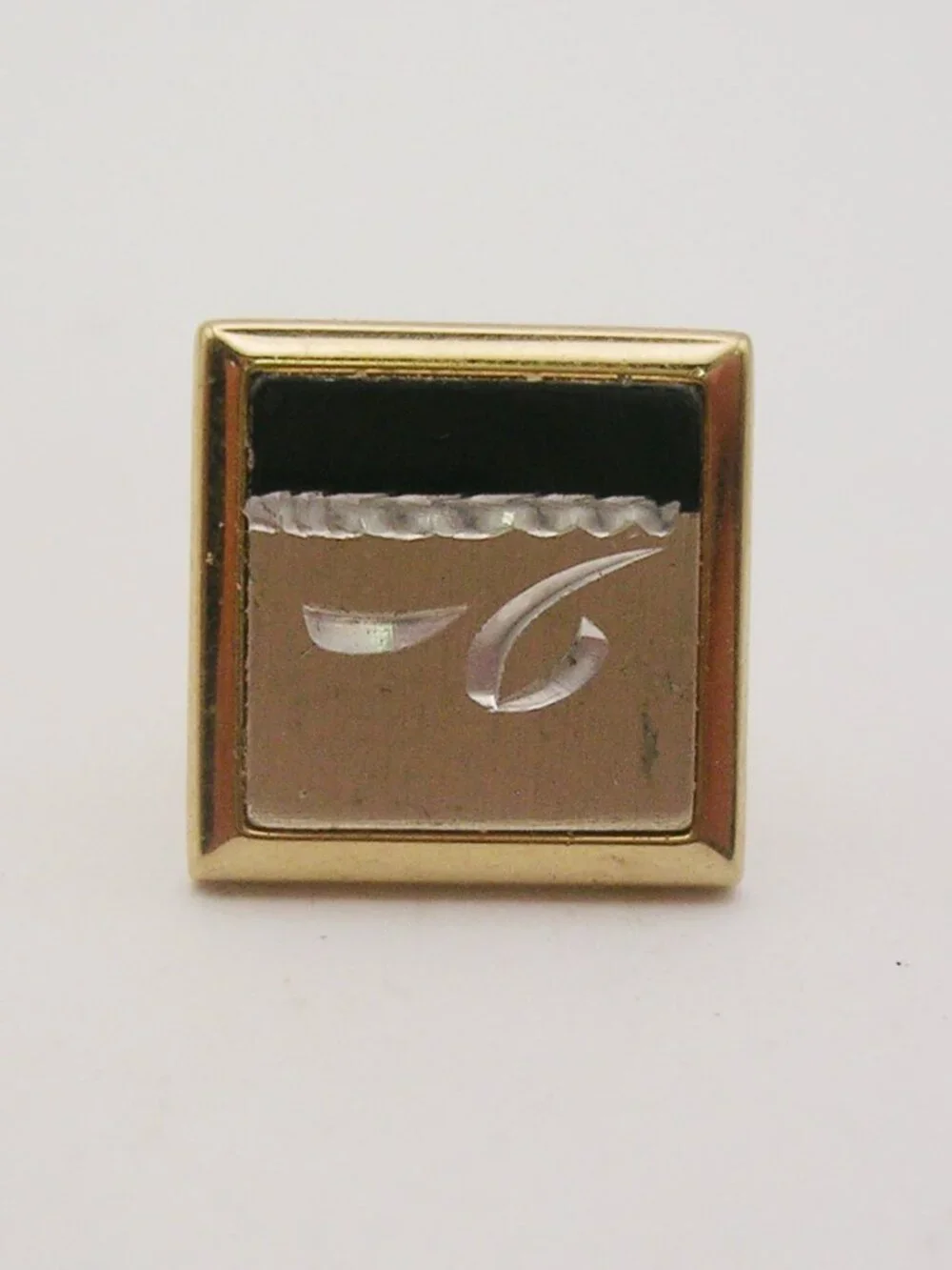 Vintage Tie Tack Pin with Chain square hand engraved classic Swank Formal Wear
